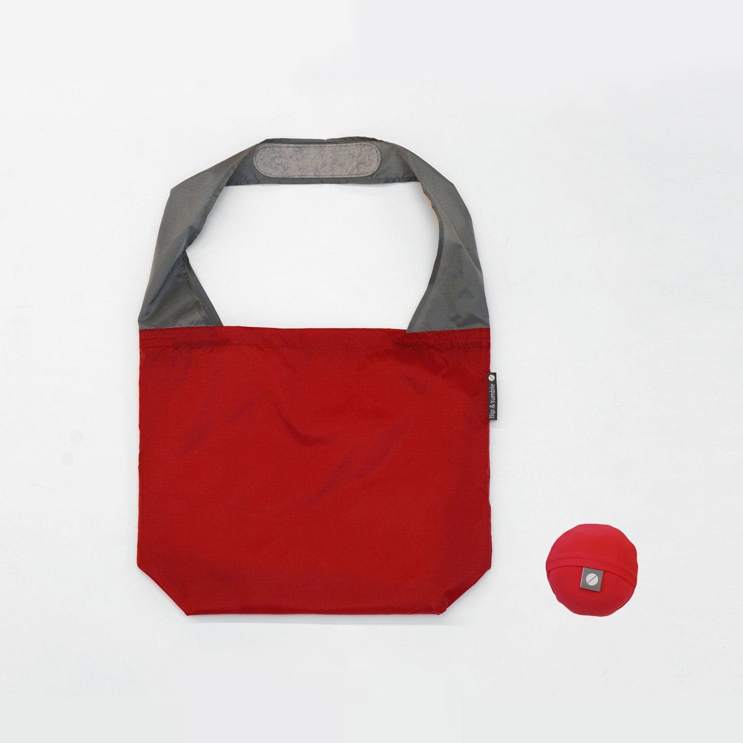 Red - flip & tumble - packable shopping bag, stylish reusable bag